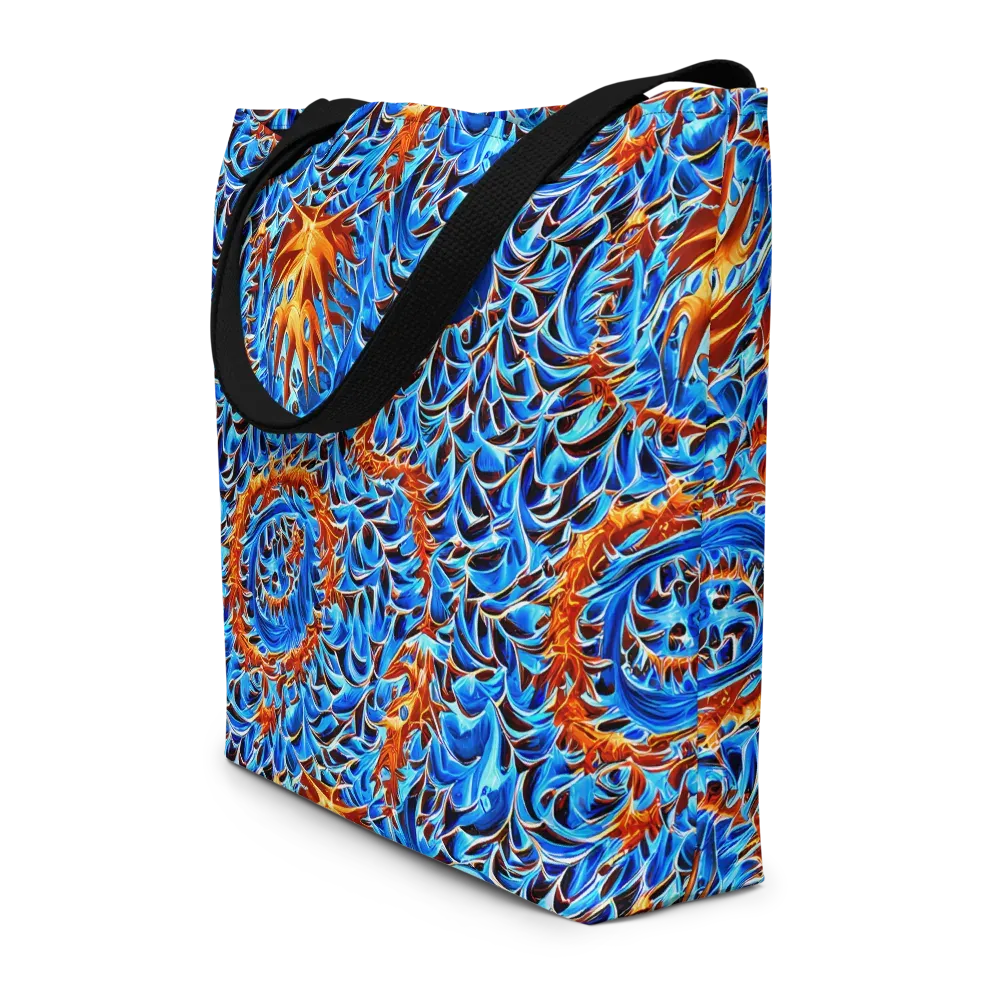 Blue Flame Reef on Large Tote Bag W/ Pocket — Front