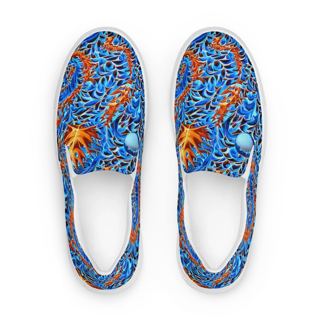 Blue Flame Reef on Women's Slip-On Canvas Shoes — Front
