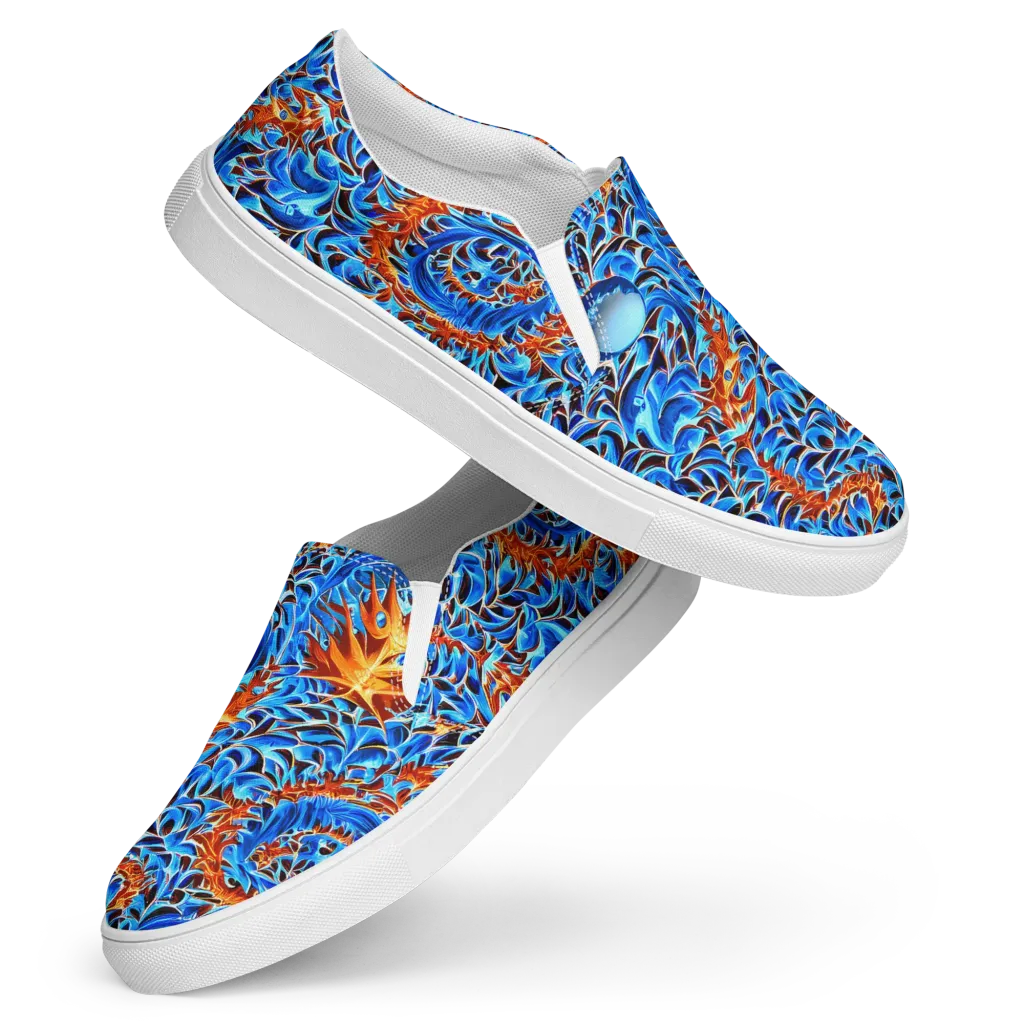 Blue Flame Reef on Women's Slip-On Canvas Shoes — Front