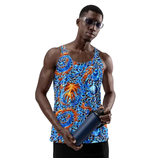 Blue Flame Reef on a Men's Tank Top