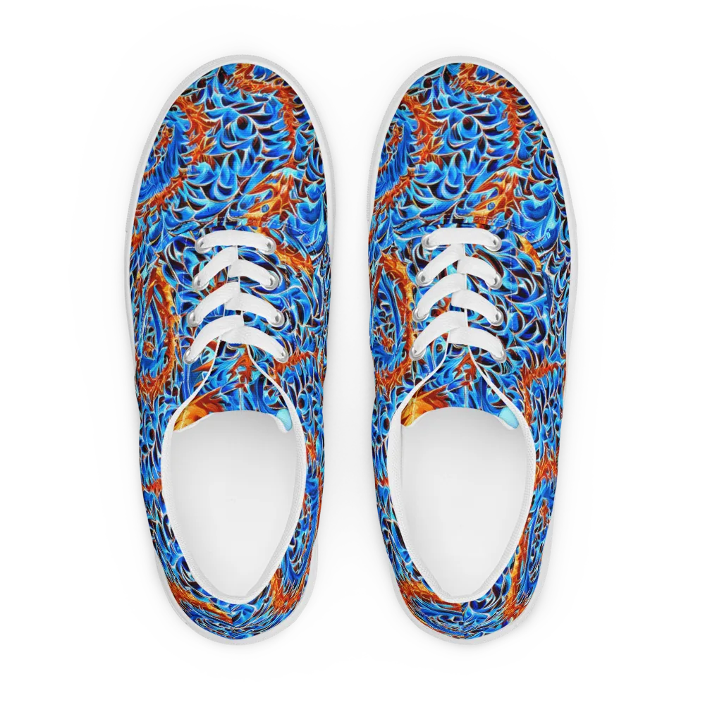 Blue Flame Reef on Men's Lace-Up Canvas Shoes — Front