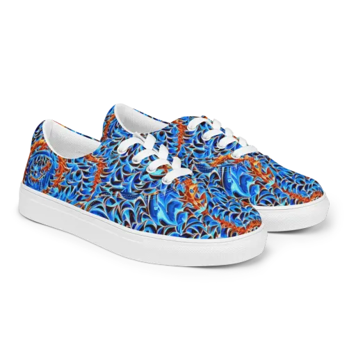 Blue Flame Reef on a Men's Lace-Up Canvas Shoes