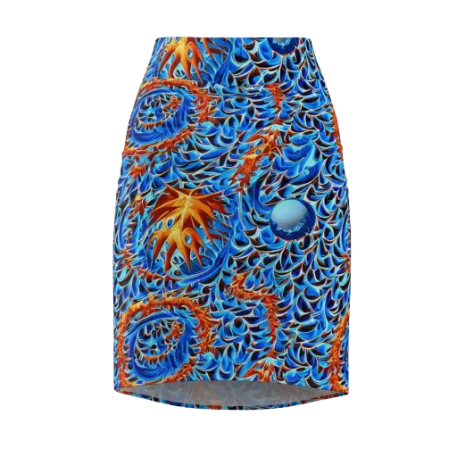 Blue Flame Reef on a Pencil Skirt