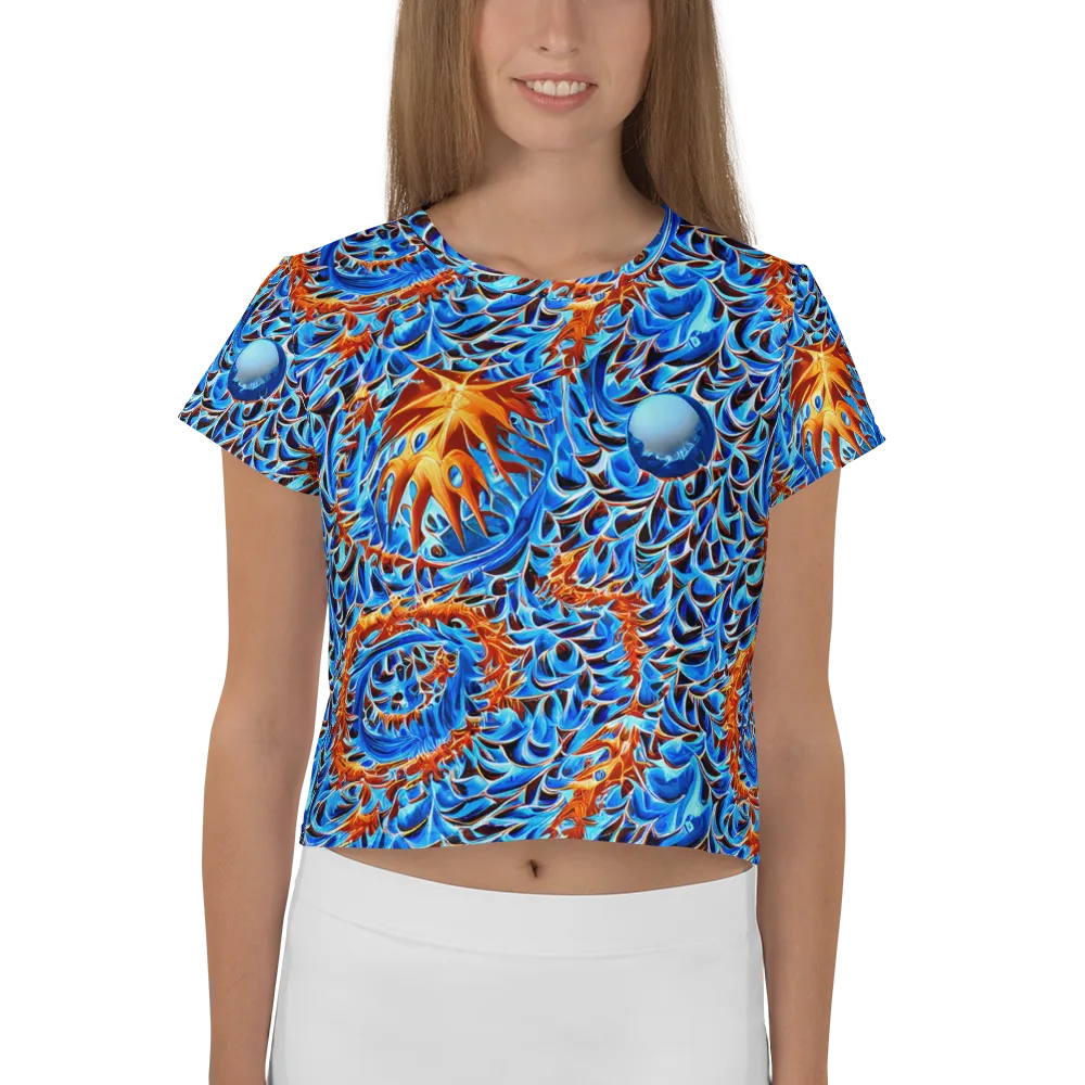 Blue Flame Reef on Crop Tee — Front