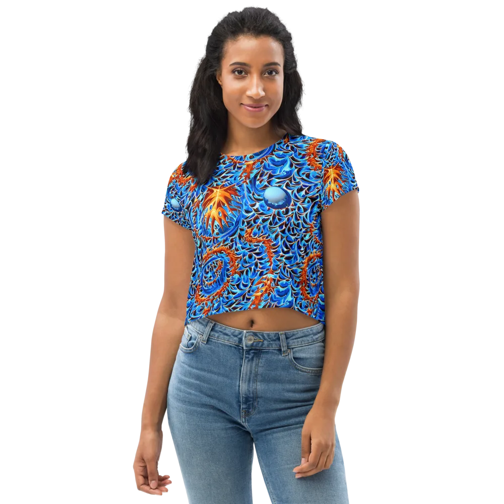 Blue Flame Reef on Crop Tee — Front