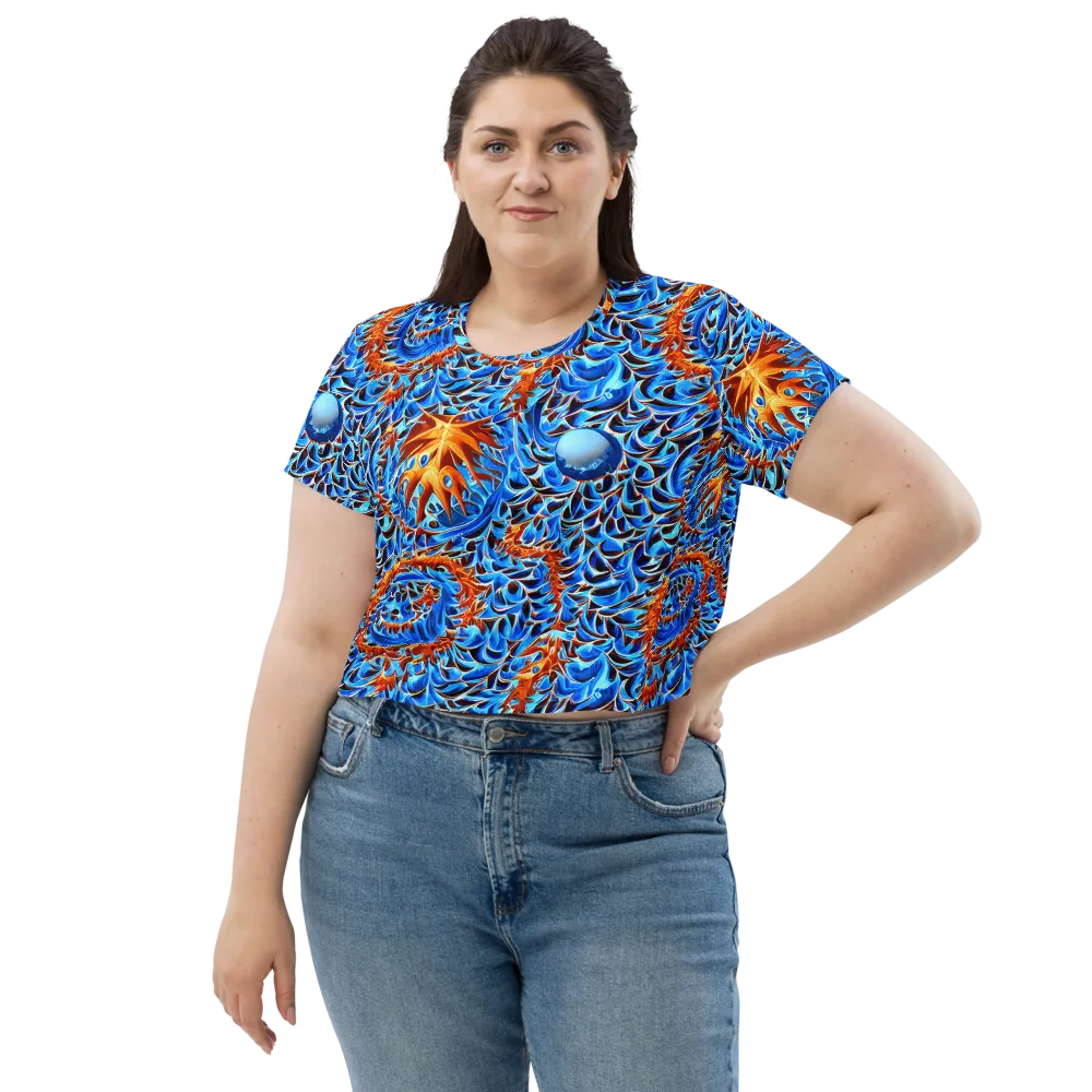 Blue Flame Reef on Crop Tee — Front