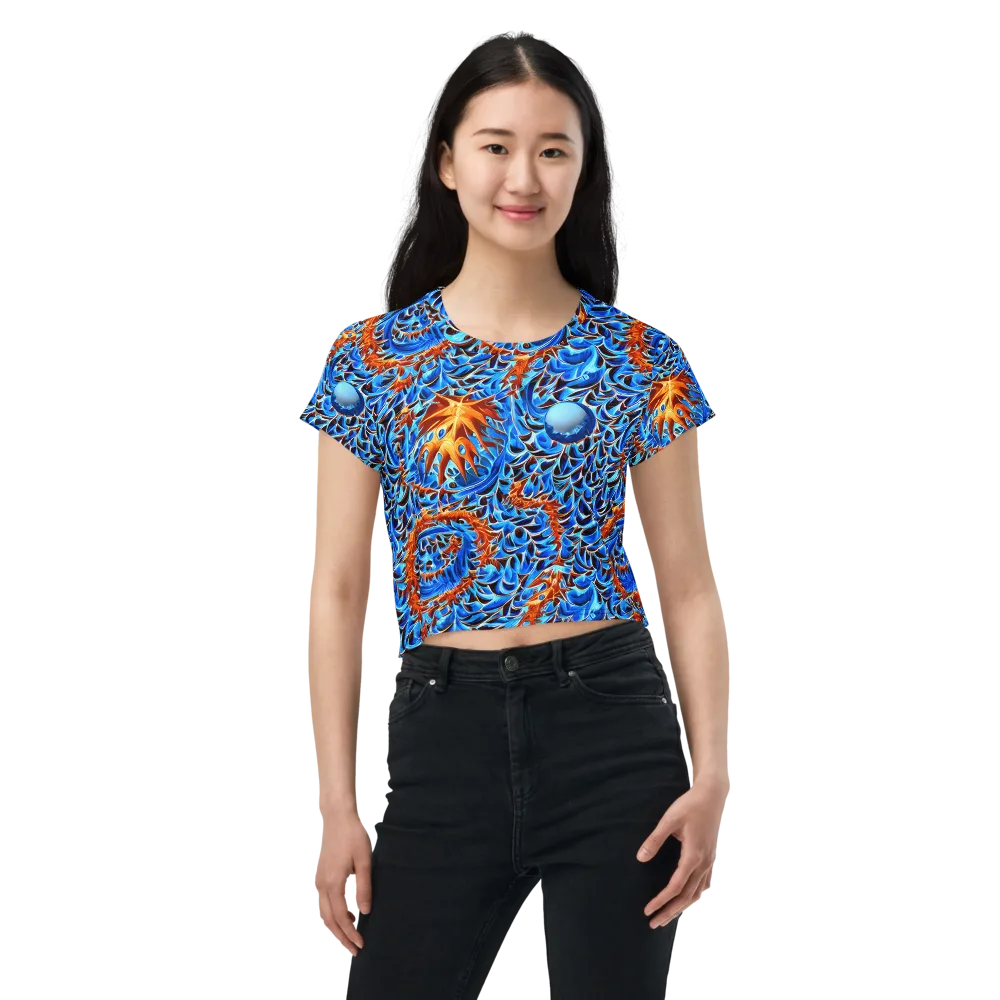 Blue Flame Reef on Crop Tee — Front