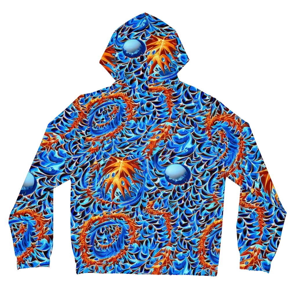 Blue Flame Reef on Women's Full-Zip Hoodie — Back