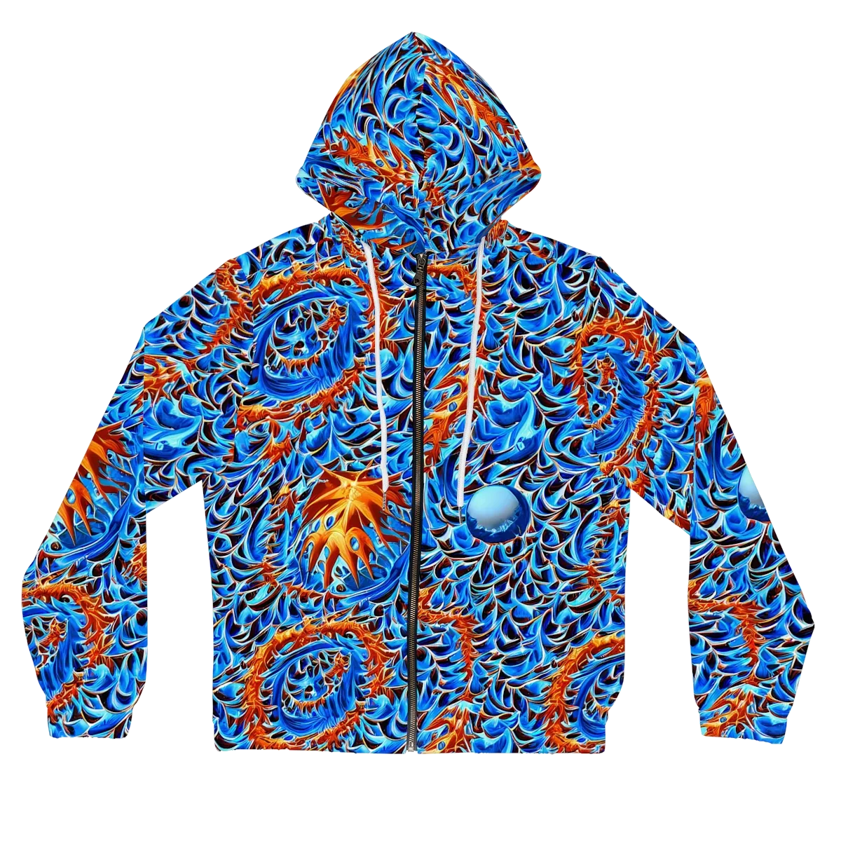 Blue Flame Reef on Women's Full-Zip Hoodie — Front