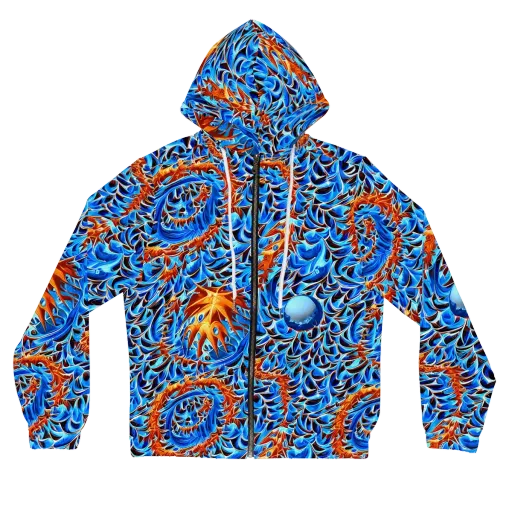 Blue Flame Reef on a Women's Full-Zip Hoodie