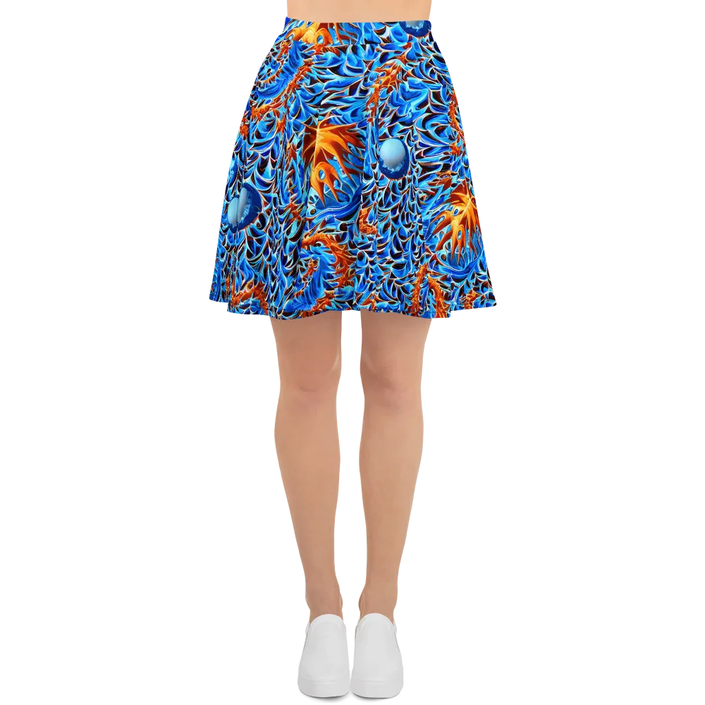 Blue Flame Reef on Skater Skirt — Front