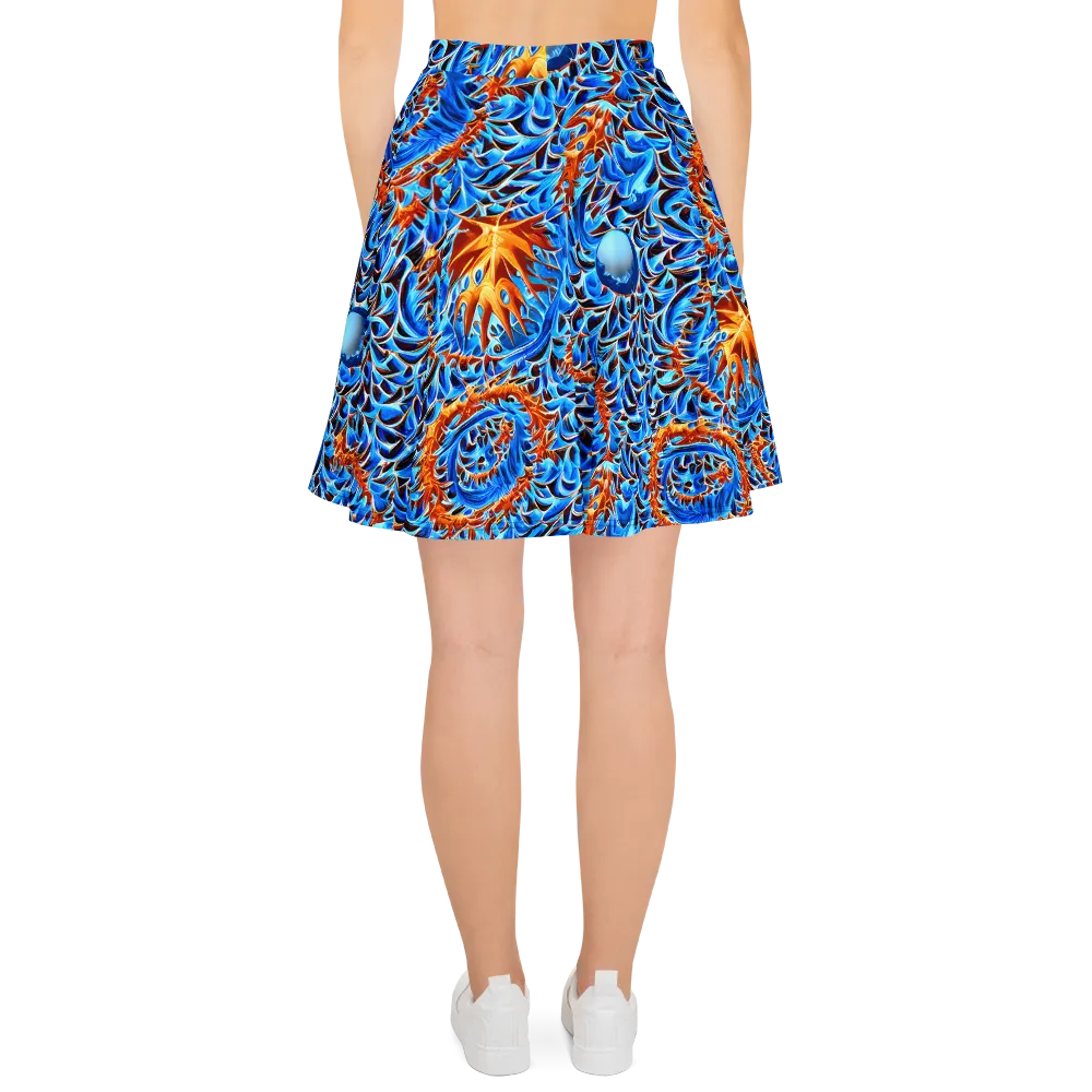 Blue Flame Reef on Skater Skirt — Back