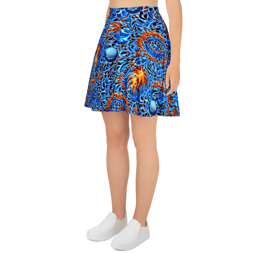 Blue Flame Reef on Skater Skirt — Left