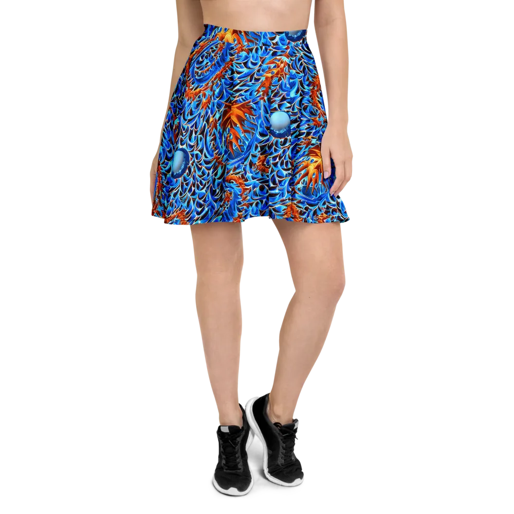 Blue Flame Reef on Skater Skirt — Front