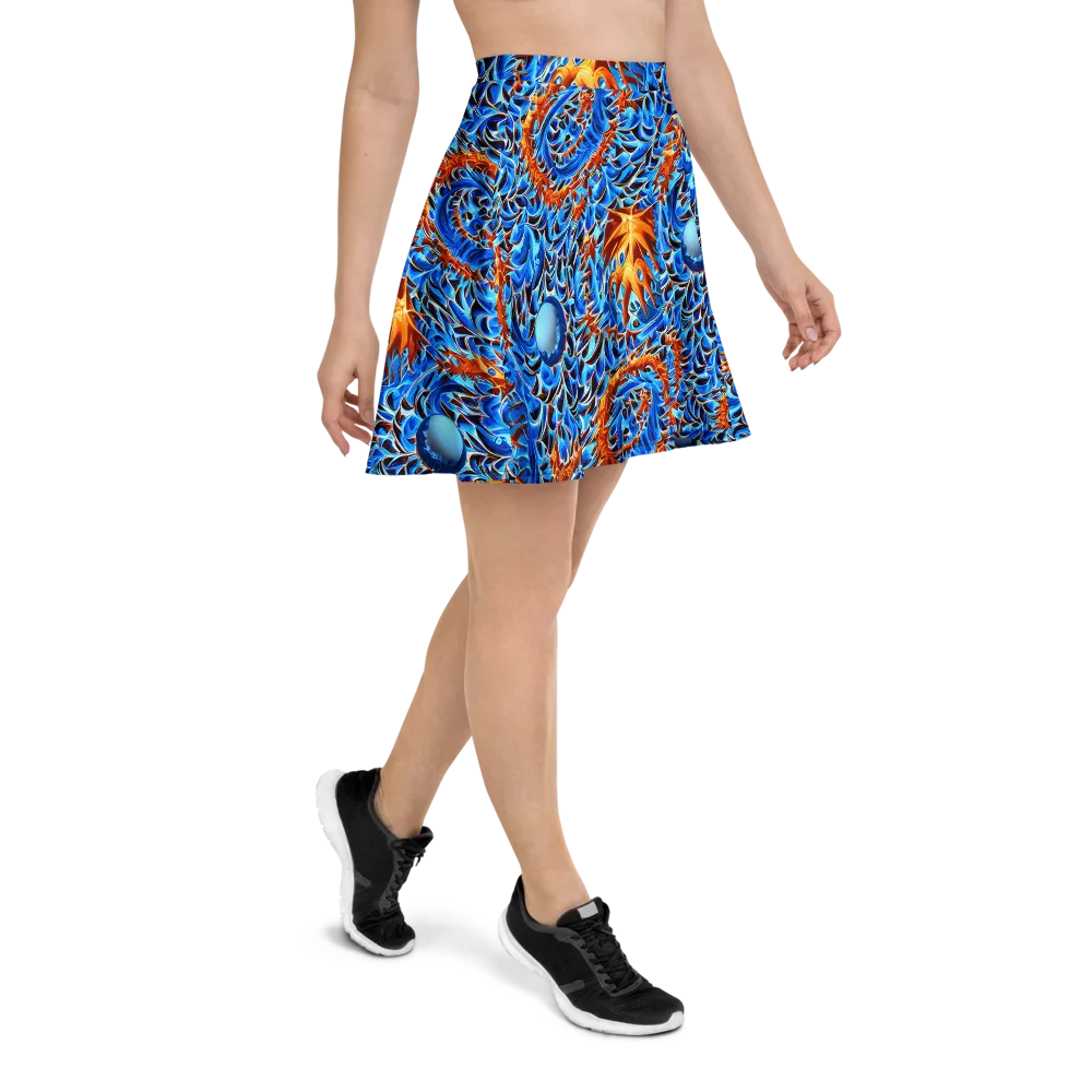 Blue Flame Reef on Skater Skirt — Right