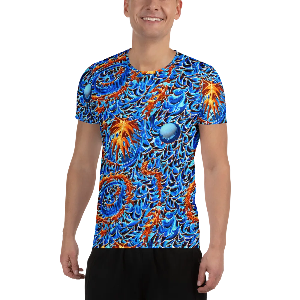 Blue Flame Reef on Men's Athletic T-Shirt — Front