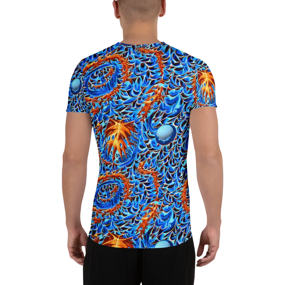 Blue Flame Reef on Men's Athletic T-Shirt — Back
