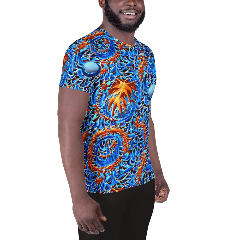Blue Flame Reef on Men's Athletic T-Shirt — Right