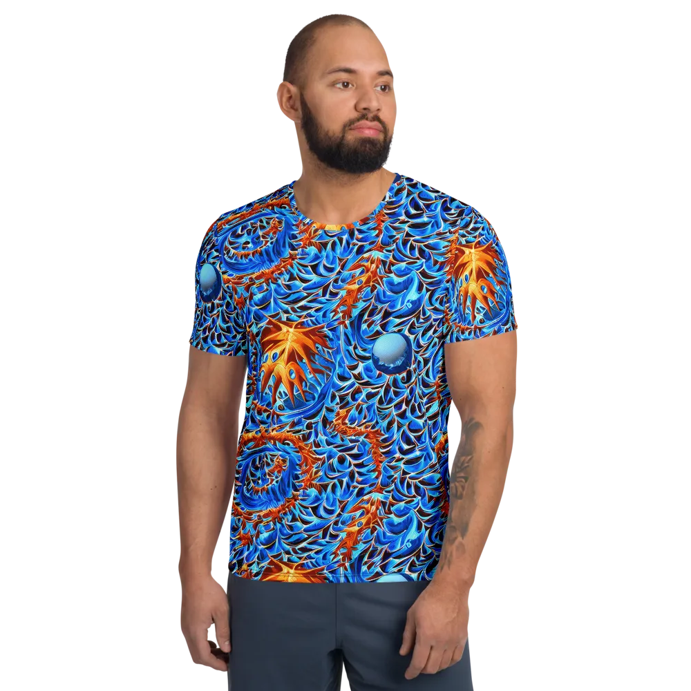 Blue Flame Reef on Men's Athletic T-Shirt — Front