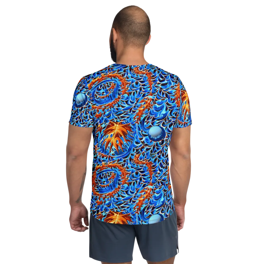 Blue Flame Reef on Men's Athletic T-Shirt — Back