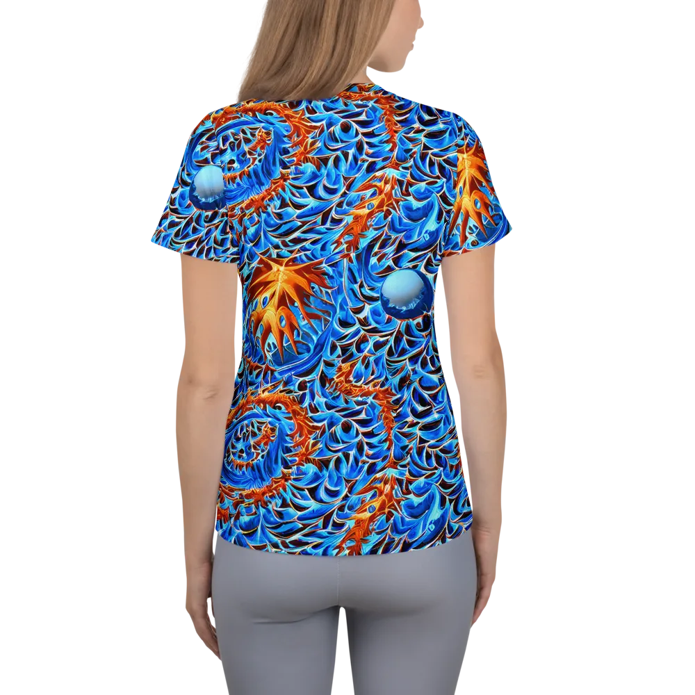 Blue Flame Reef on Women's Athletic T-Shirt — Back