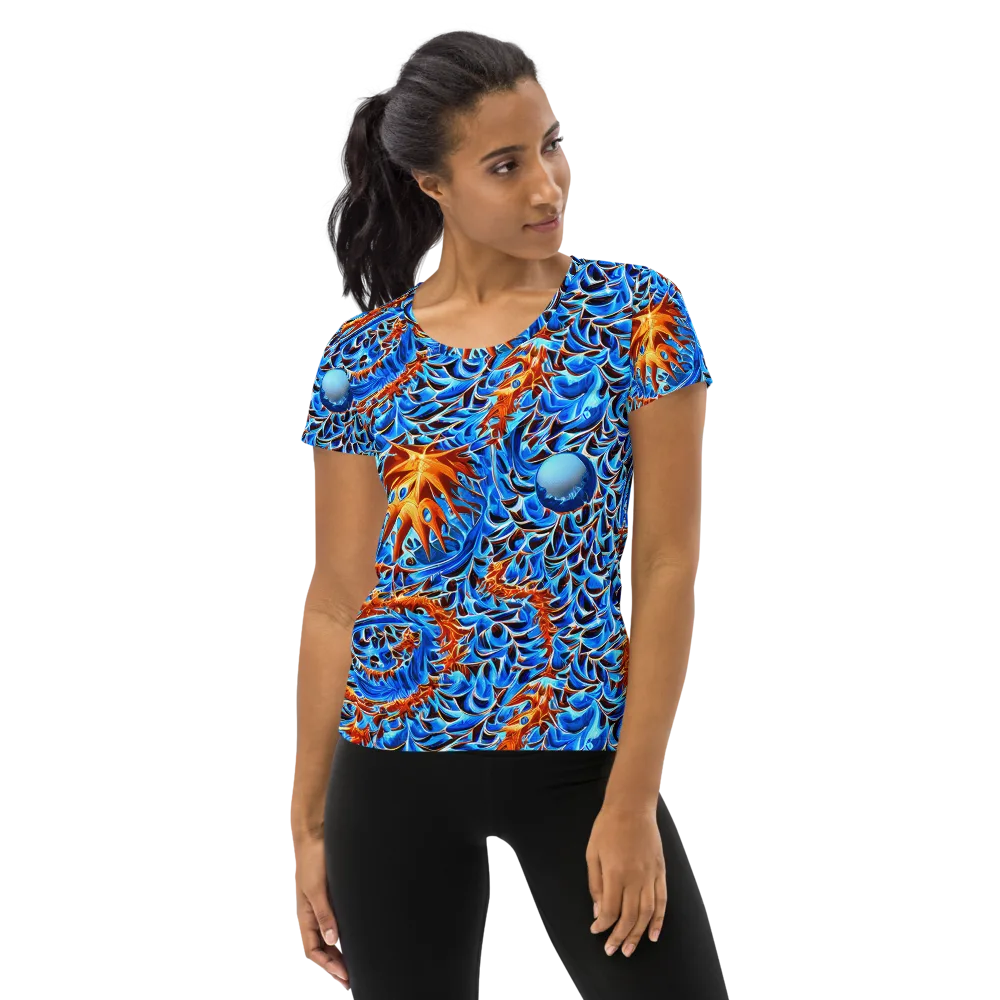 Blue Flame Reef on Women's Athletic T-Shirt — Front