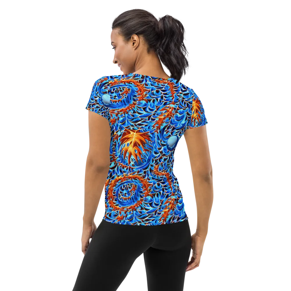 Blue Flame Reef on Women's Athletic T-Shirt — Back