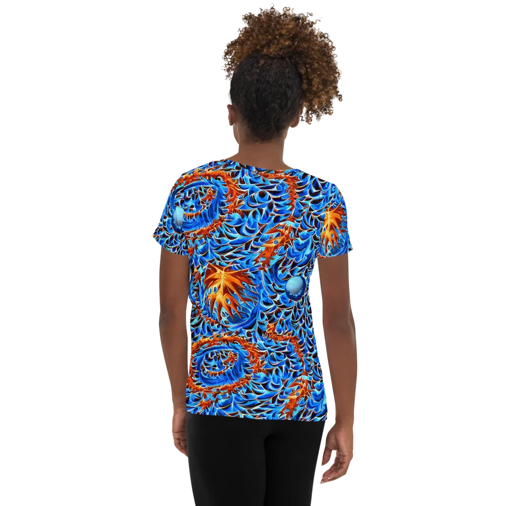Blue Flame Reef on Women's Athletic T-Shirt — Back