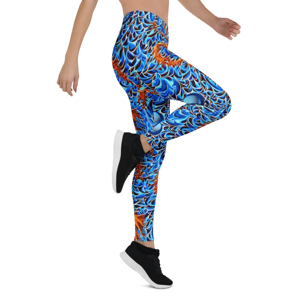 Blue Flame Reef on Leggings — Right