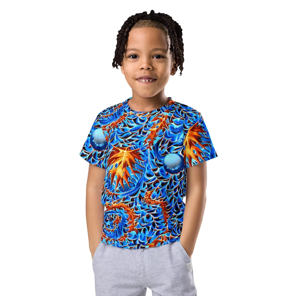 Blue Flame Reef on Kids Crew Neck T-Shirt — Front