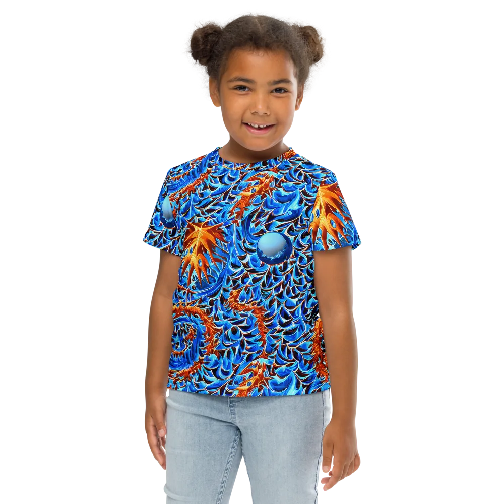Blue Flame Reef on Kids Crew Neck T-Shirt — Front