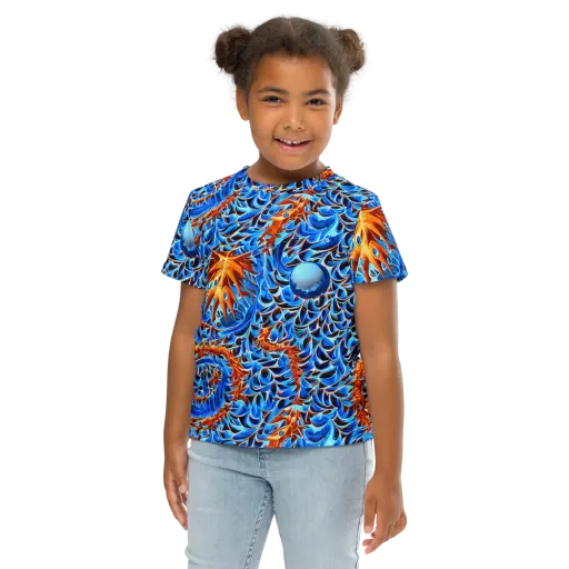 Blue Flame Reef on a Kids Crew Neck T-Shirt