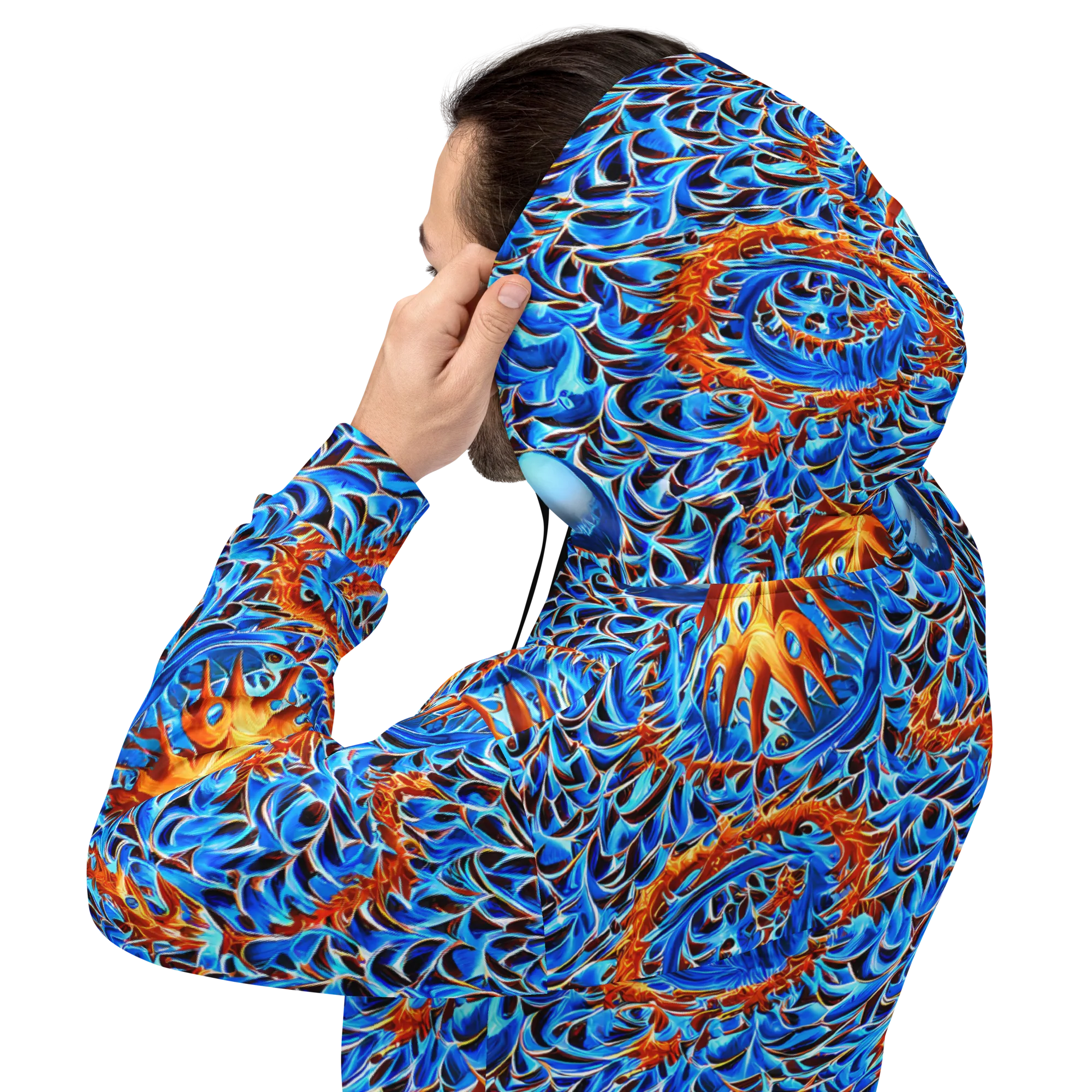 Blue Flame Reef on Hoodie — Back
