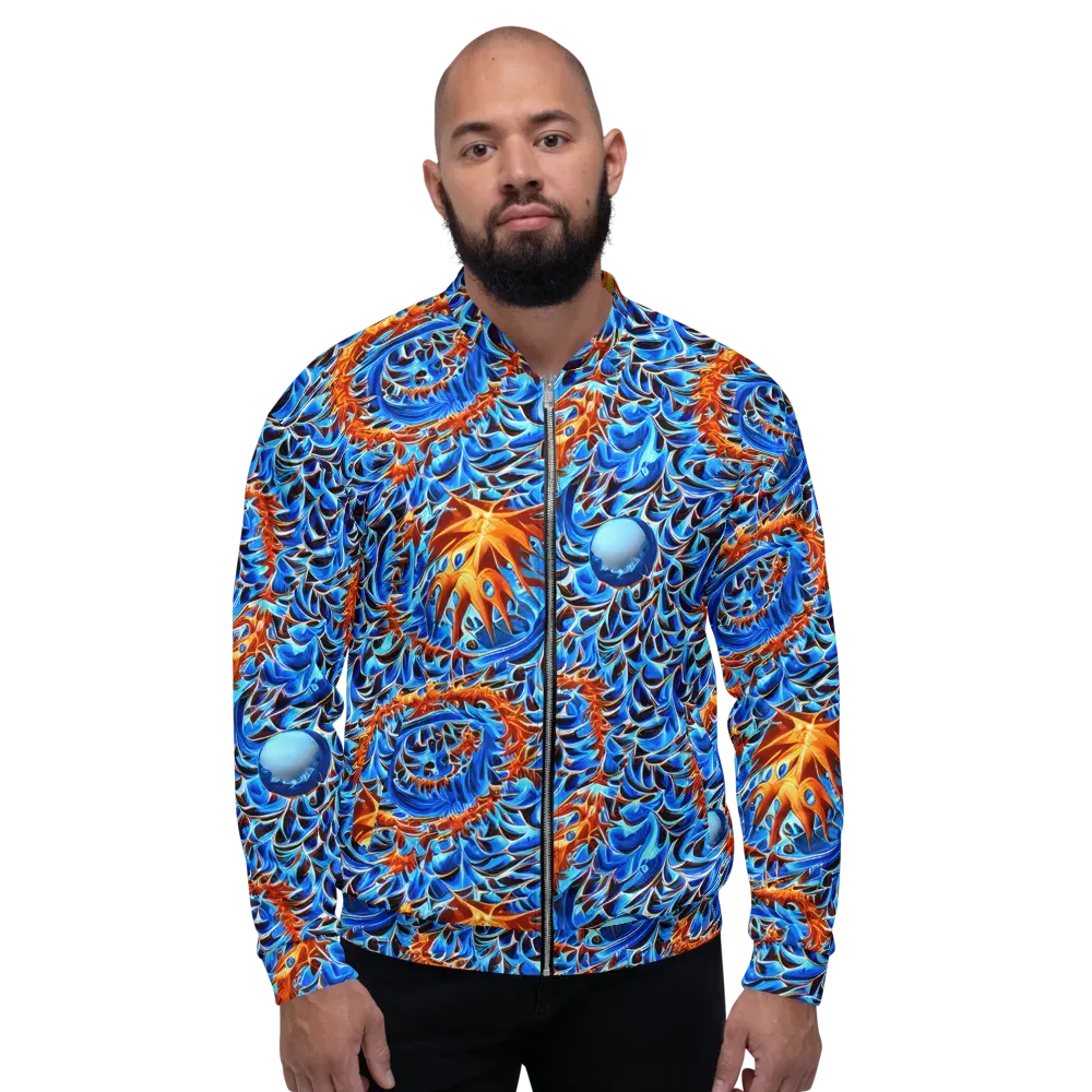 Blue Flame Reef on Bomber Jacket — Front