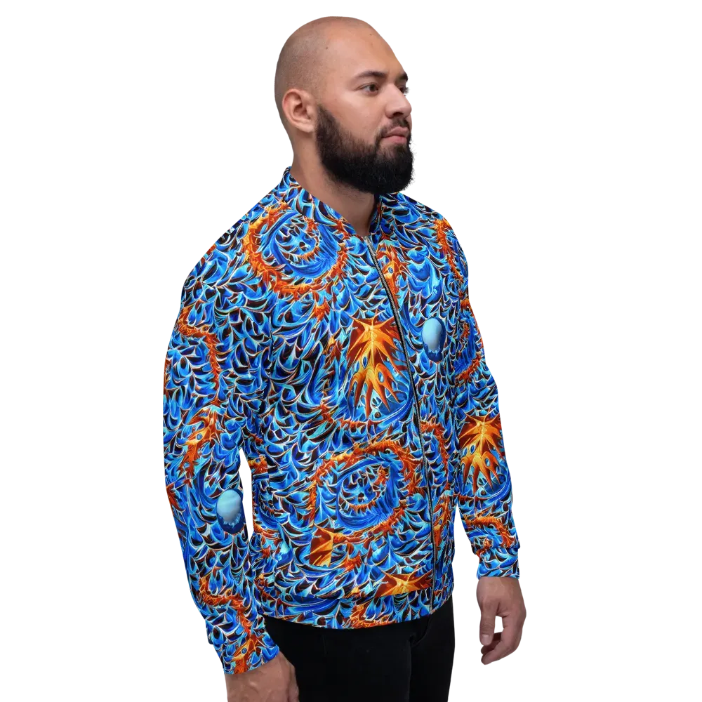 Blue Flame Reef on Bomber Jacket — Right