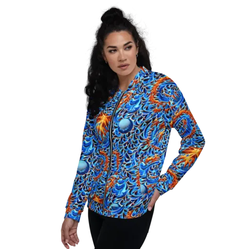 Blue Flame Reef on a Bomber Jacket