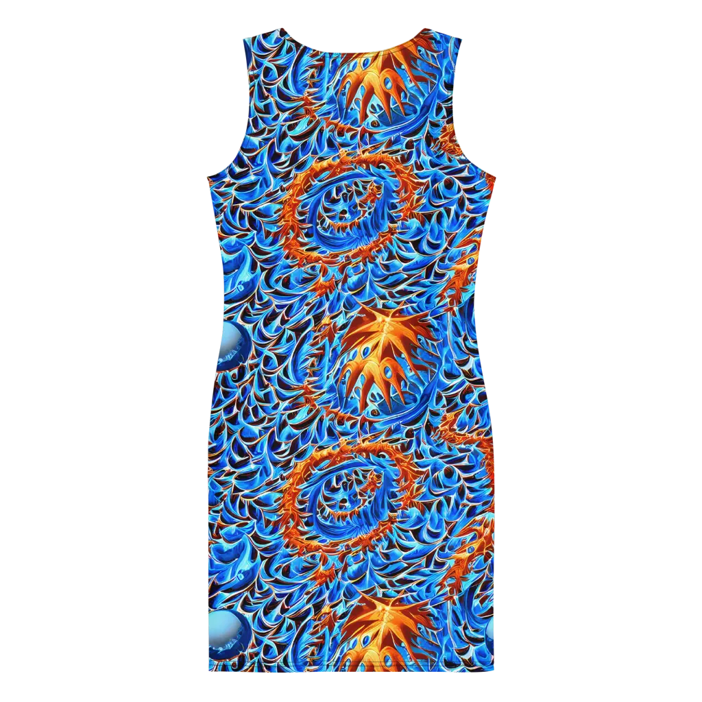 Blue Flame Reef on Bodycon Dress — Back