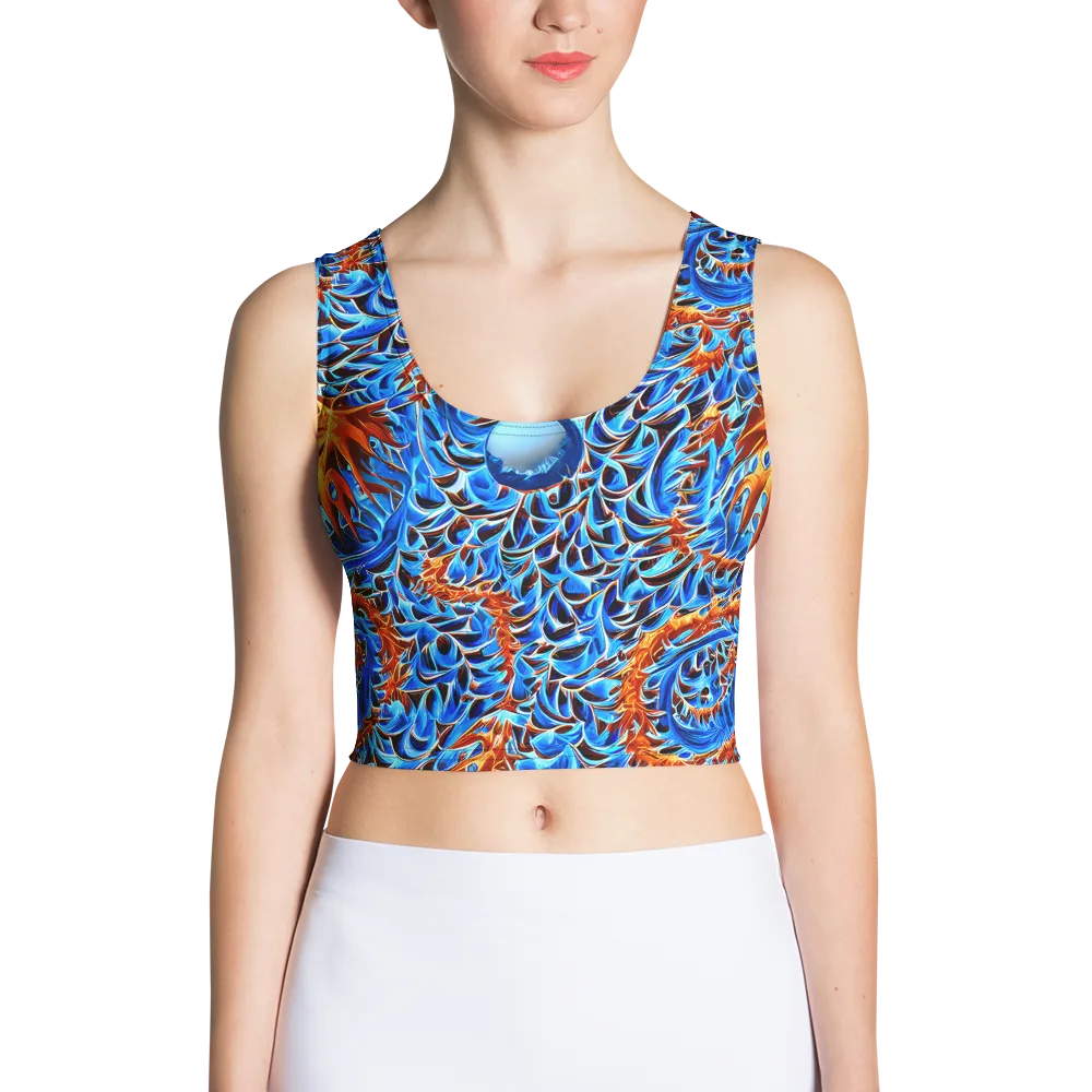 Blue Flame Reef on Crop Top — Front