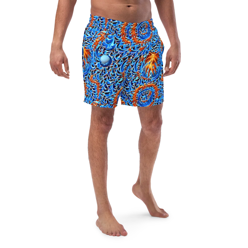 Blue Flame Reef on Swim Trunks — Front