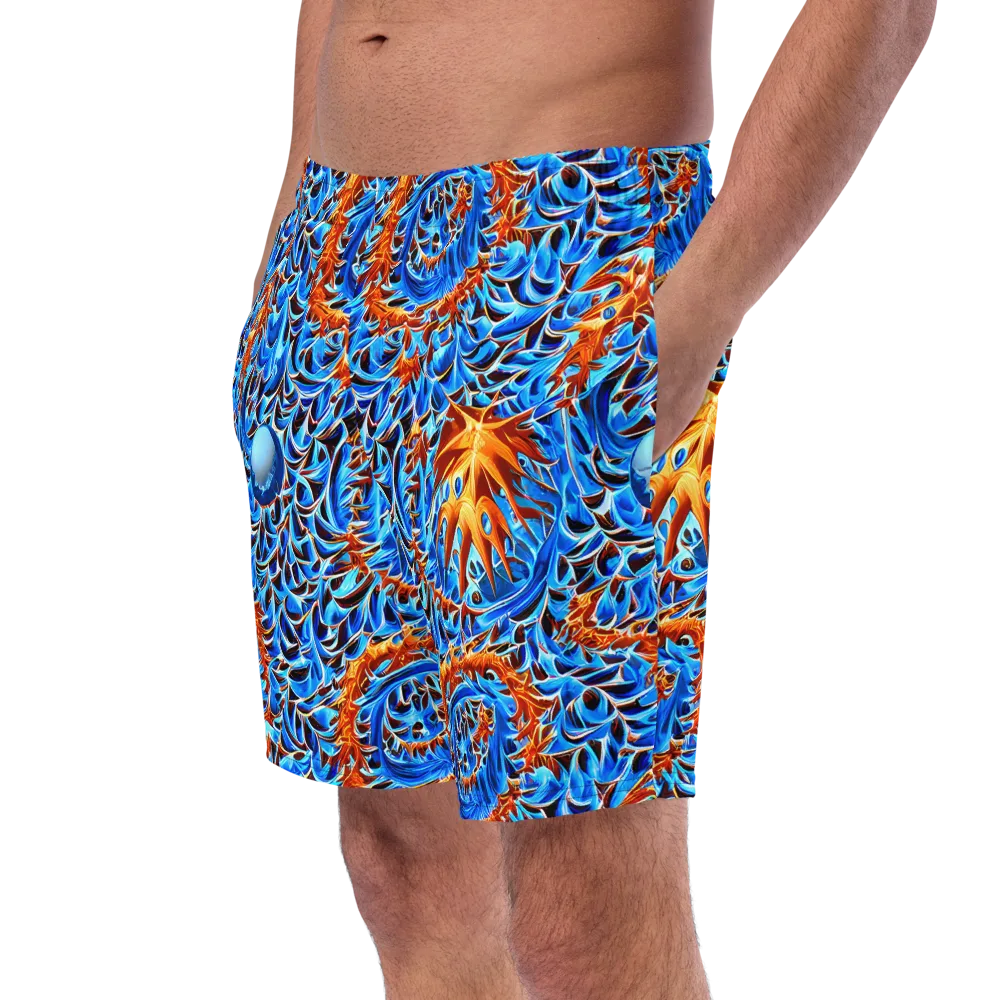 Blue Flame Reef on Swim Trunks — Left Front