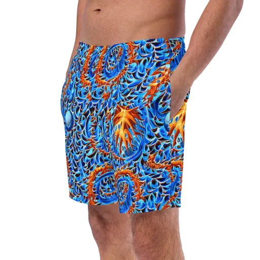 Blue Flame Reef on a Swim Trunks