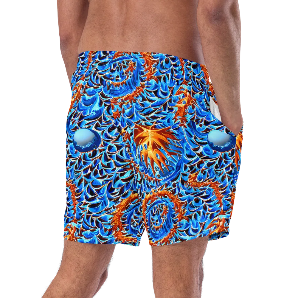 Blue Flame Reef on Swim Trunks — Right Back