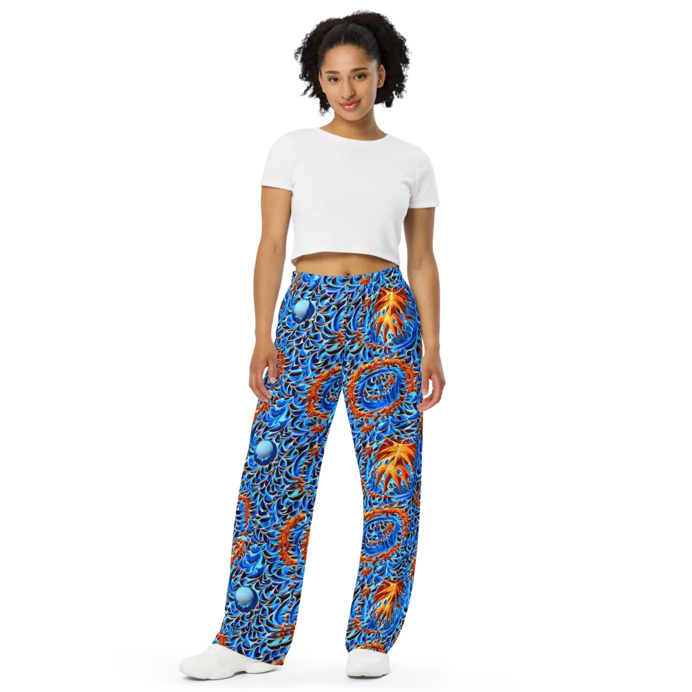 Blue Flame Reef on Wide-Leg Pants — Front