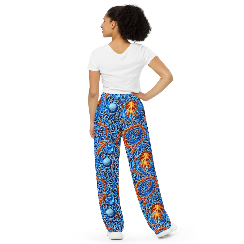Blue Flame Reef on Wide-Leg Pants — Back