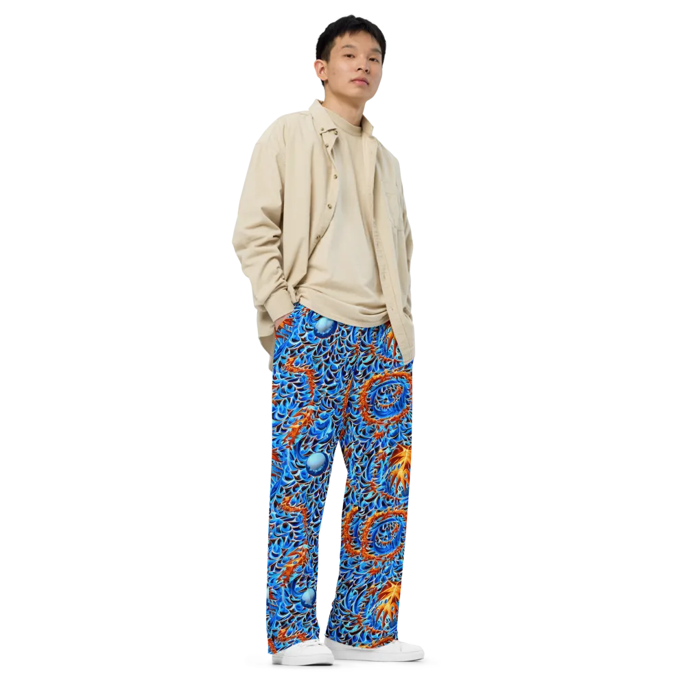 Blue Flame Reef on Wide-Leg Pants — Right Front