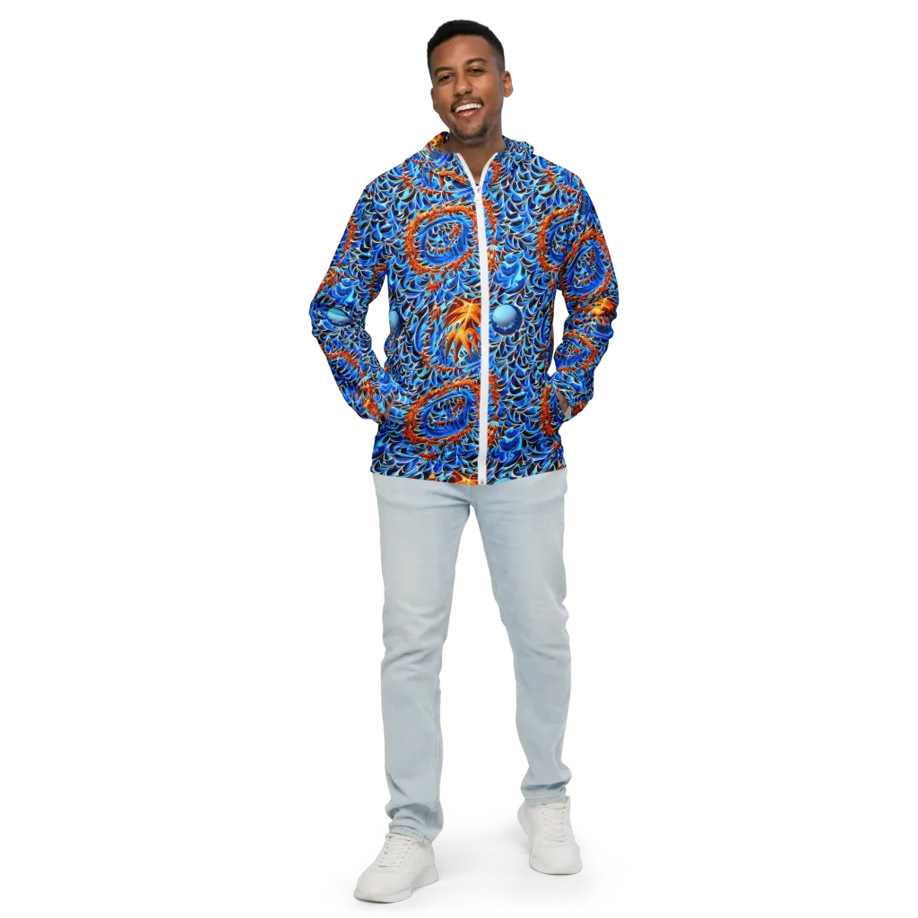Blue Flame Reef on Men's Windbreaker — Front