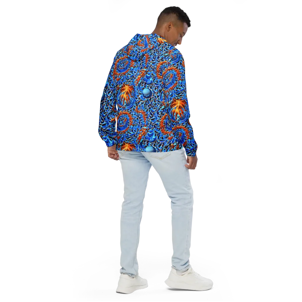 Blue Flame Reef on Men's Windbreaker — Back