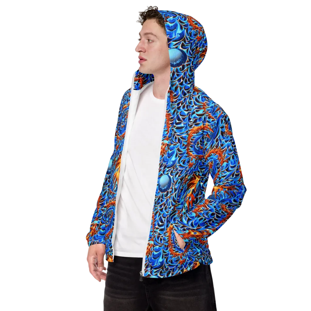 Blue Flame Reef on Men's Windbreaker — Left Front