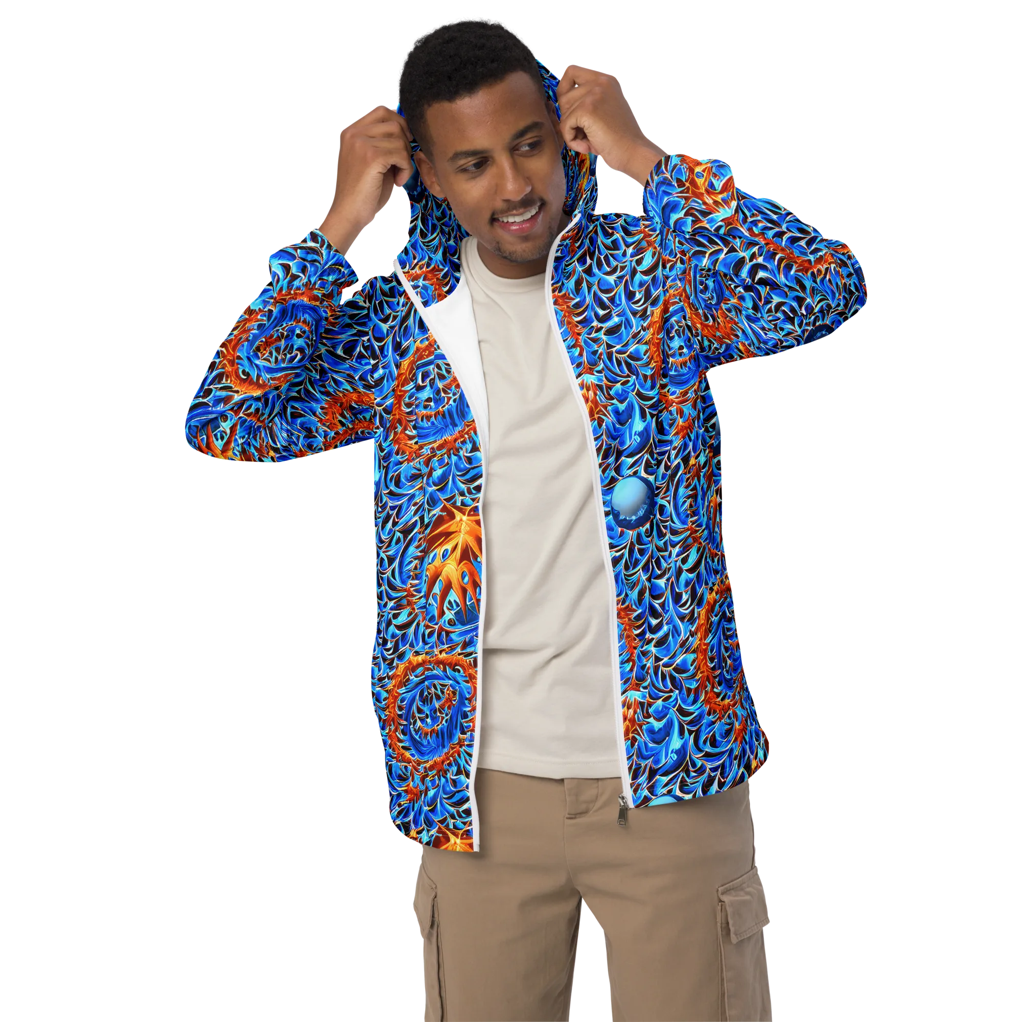 Blue Flame Reef on Men's Windbreaker — Front