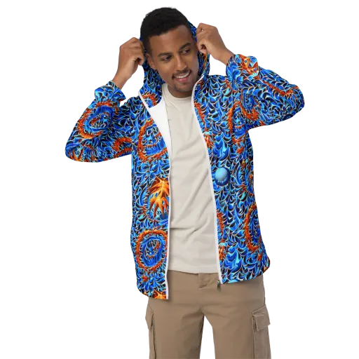 Blue Flame Reef on a Men's Windbreaker